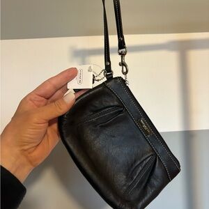 Coach Black Leather Mini Bag with Silver Details